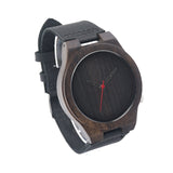 Ebony Wood Leather Strap Watch