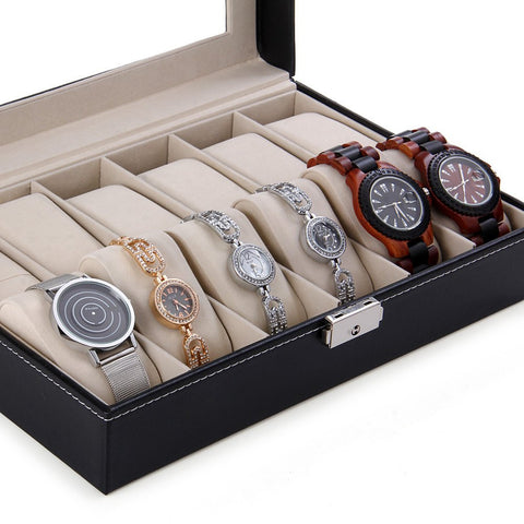 12 Grid Leather Watch Box